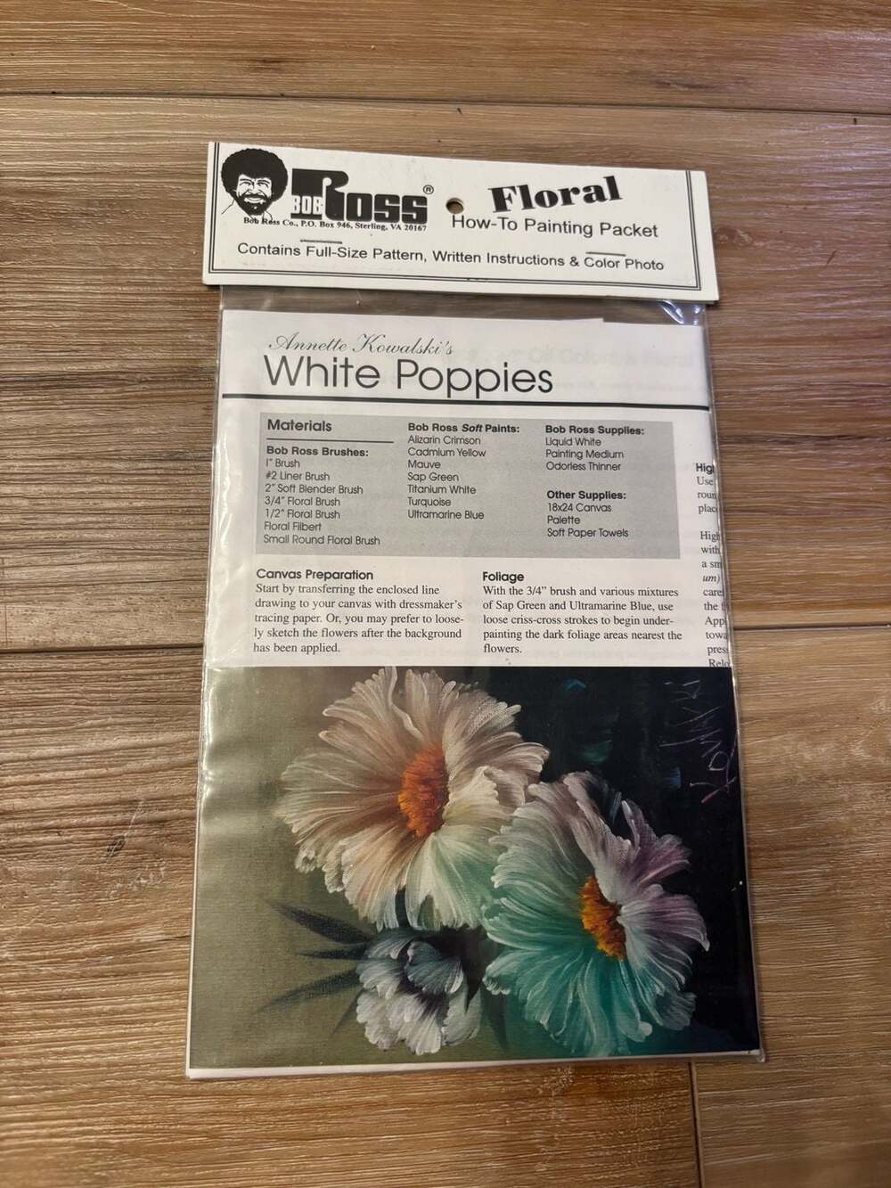 Bob Ross Floral How-To Painting Packet: White Poppies by Annette Kowalski